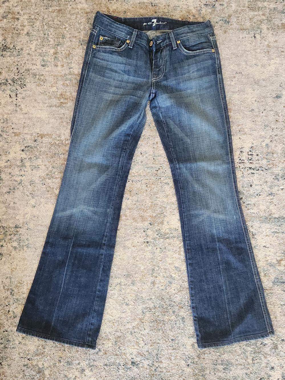 7 For All Mankind Flare Bootcut Jeans Medium Wash "A" Pocket 28